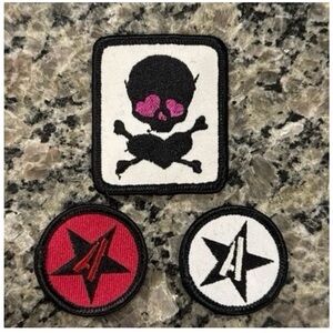 Adeline Street Skull and Star Patches Set Green Day Punk